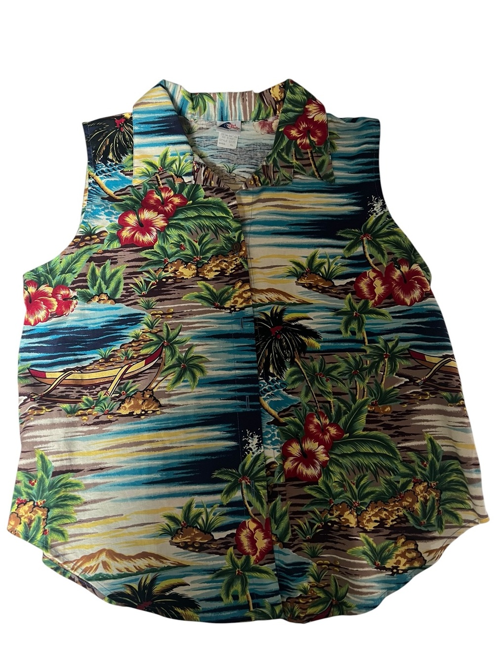 Nui Nalu Vintage Hawaiian Aloha Shirt Hawaiian Tropical Sleeveless Camp XL NWOT